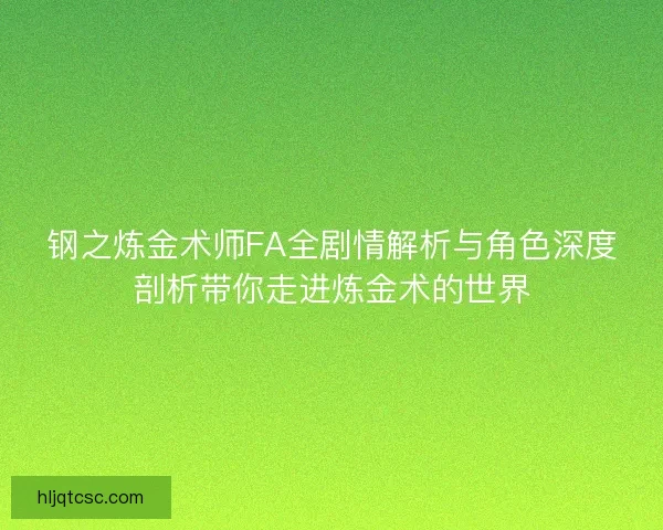 钢之炼金术师FA全剧情解析与角色深度剖析带你走进炼金术的世界