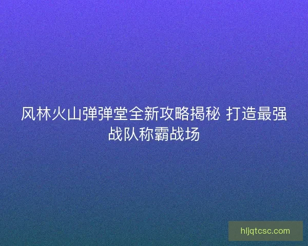 风林火山弹弹堂全新攻略揭秘 打造最强战队称霸战场