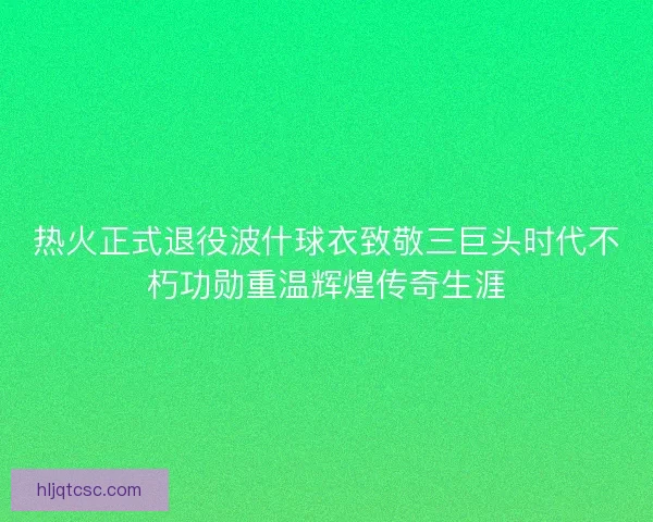 热火正式退役波什球衣致敬三巨头时代不朽功勋重温辉煌传奇生涯
